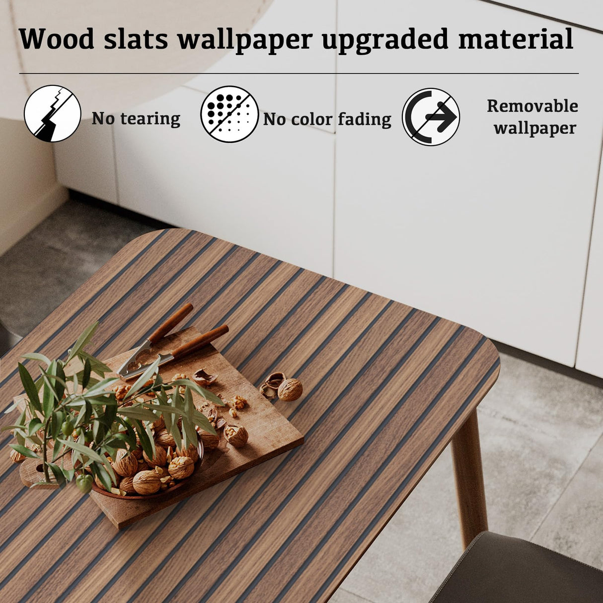 Abyssaly Wood Slat Wallpaper, Brown Shiplap Wood Grain Contact Paper Peel and Stick, Removable Self Adhesive Faux Wood Panel Wall Covering for Cabinets and Drawers 17.7 in X 236.2 in Abyssaly