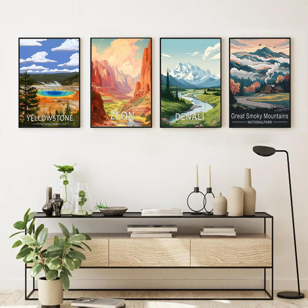 Aestalrcus 4 Pack Framed Paint by Numbers Kit for Adults, National Park Adult Paint by Number Kits, Landscape DIY Acrylic Oil Painting by Numbers for Adults for Gift Home Decor 8x12 inch Aestalrcus