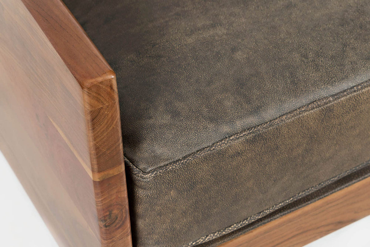 Jofran Karma Genuine Leather Live Edge Accent Chair, Bourbon Jofran Inc.