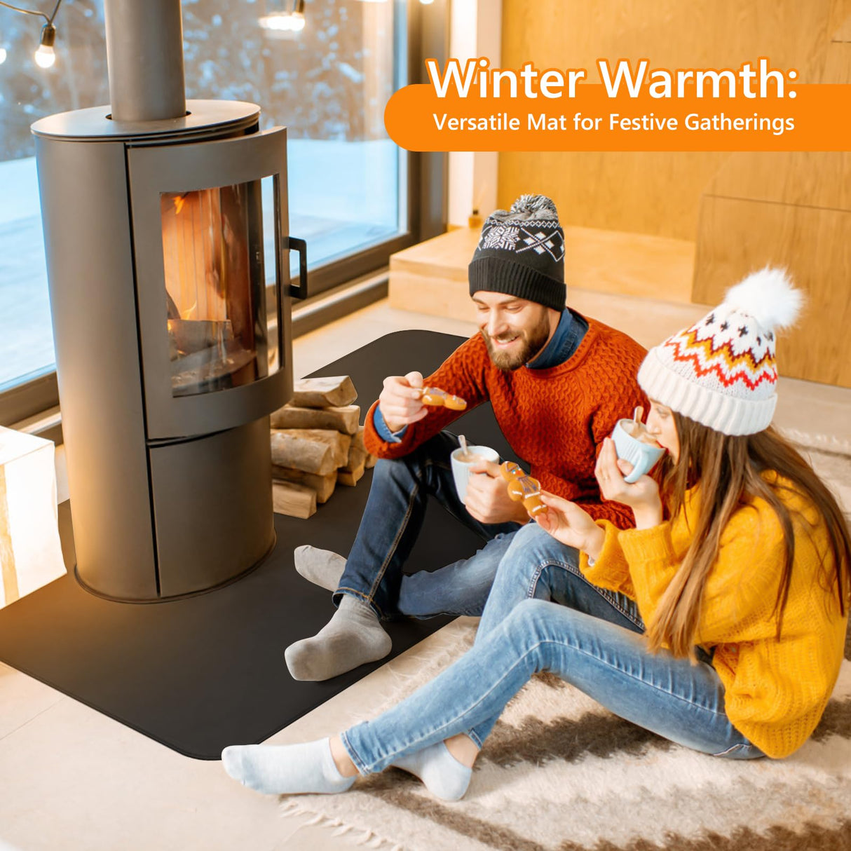 Keeswin Grill Mat 70 x 40 inch, Under Grilling Mats for Outdoor Grill, Silicone Fibreglass Heat Resistant Water Resistant Grill Mat for BBQ Grills, Fireplace, Floor, Lawn and Camping, Black Keeswin