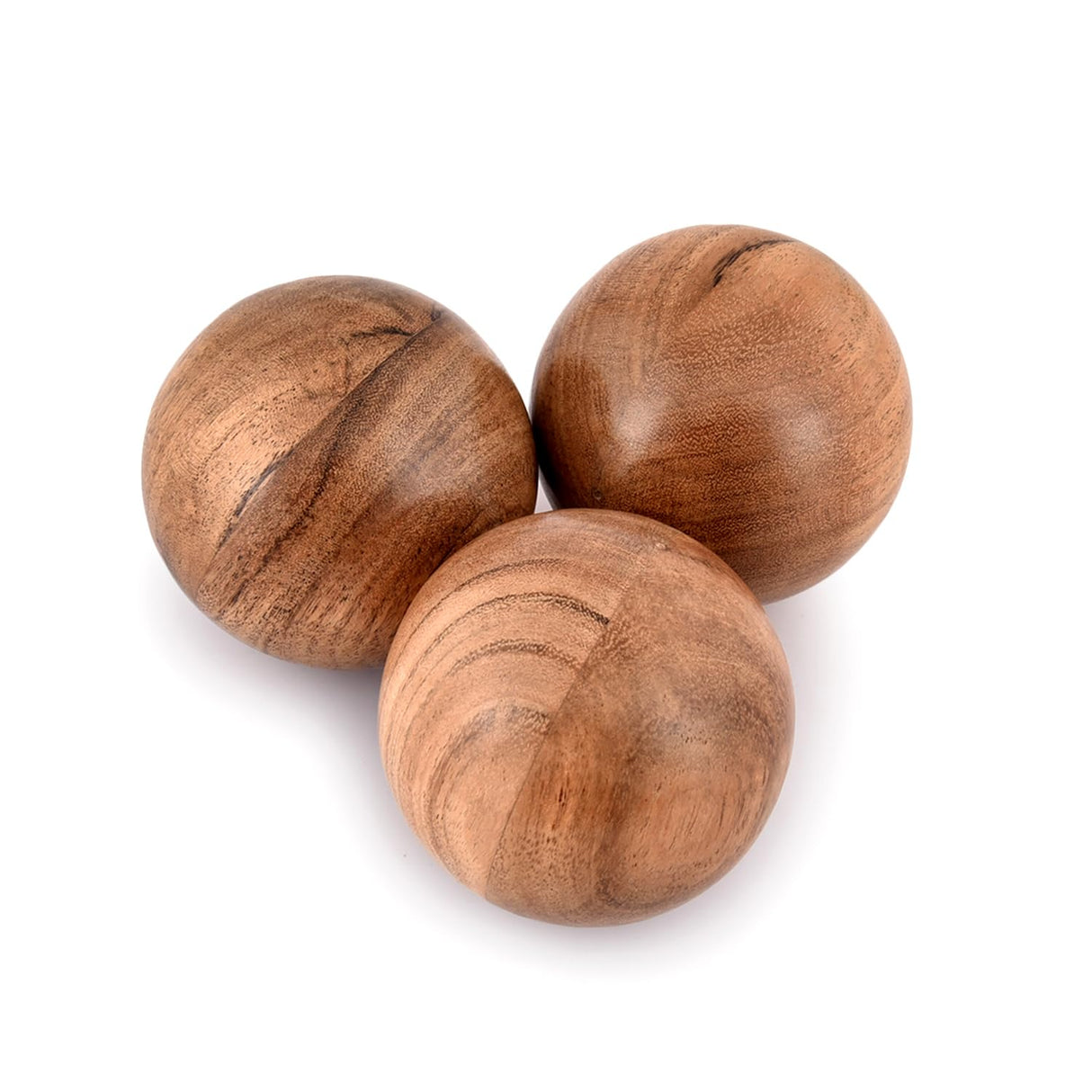 NIRMAN Decorative Acacia Wood Round Balls Set of 3 for Christmas Decorative Bowls Table Centerpiece | Coffee Table and House Décor (Set of 3), (3" x 3" x 3") NIRMAN