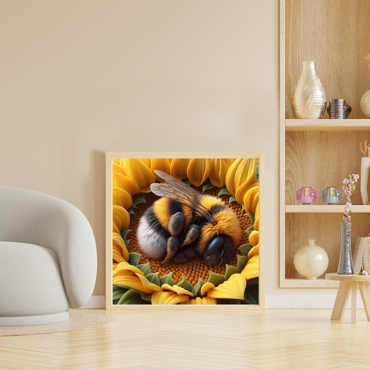 DOMROM Diamond Painting Kits for Adults, Bee Diamond Art Kits, 5D Sunflowers Diamond Painting, DIY Round Full Drill Diamond Painting Gem Arts and Crafts for Home Decor 12x12 inch DOMROM