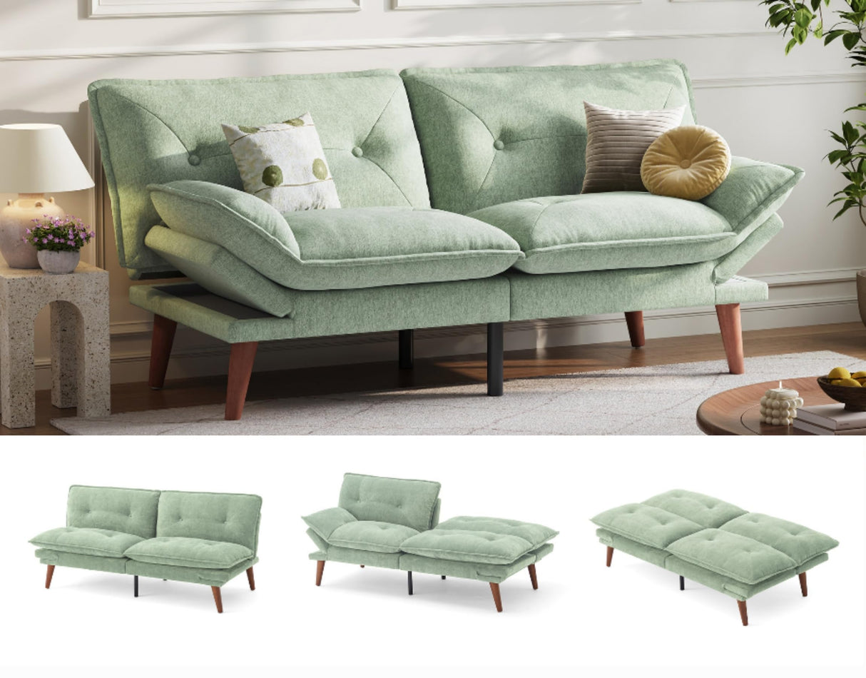 LINSY HOME Futon Sofa Bed, 70" Futon Couch with Adjustable Backrest and Armrest, Comfy Loveseat Convertible Folding Sleeper Sofa Couches for Small Spaces Living Rooms Apartment Office LINSY HOME