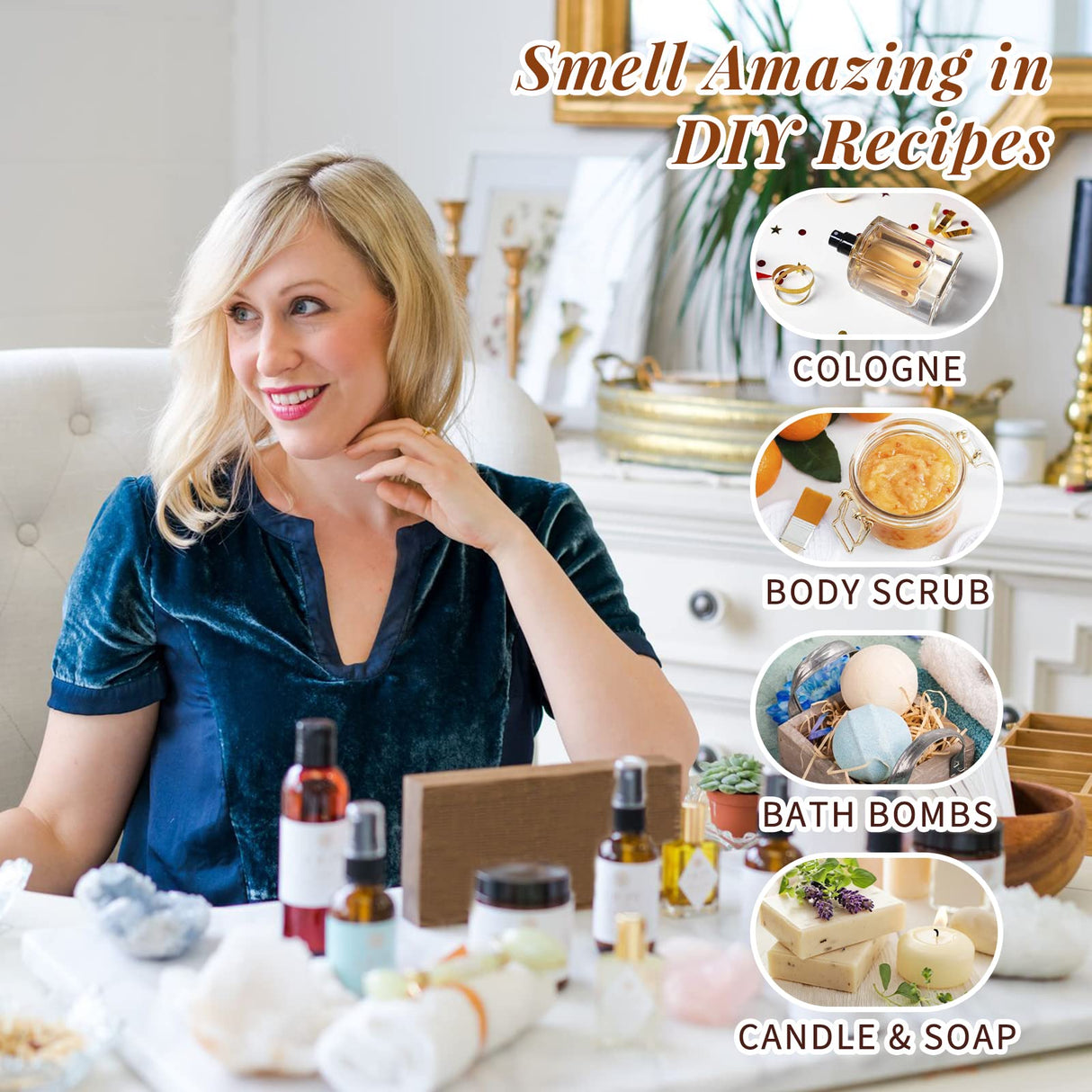 HIQILI Women Fragrance Oil 6x10ml, Essential Oils for Candle Scents Soap Making & Diffuser, Sweet Flowers Scented Oil Set for Aromatherapy Slime Wax Home Car HIQILI