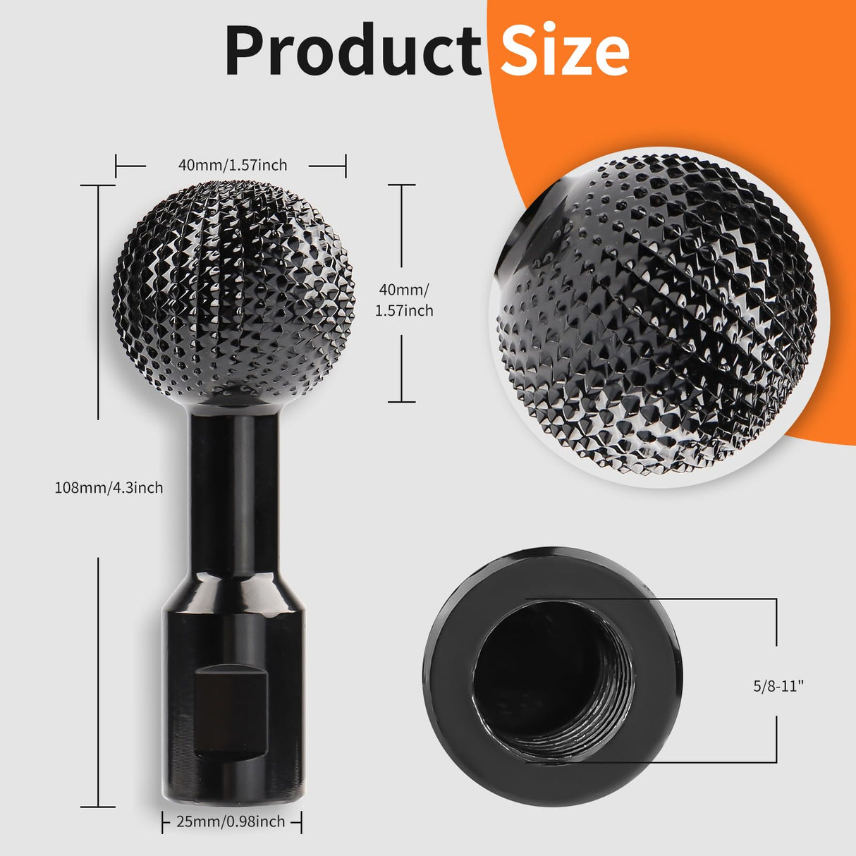 Boounyatin Sphere Rotary Burr with 5/8-11 Threads for 4 1/2 and 5 Inch Angle Grinder, Ball Gouge Angle Grinder Attachments Power Carving Tools for Woodworking Polishing Engraving Boounyatin