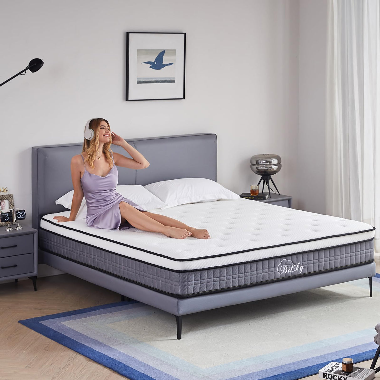 Queen Mattress - 12 inches Gel Memory Foam Hybrid Mattress in a Box, Queen Size Mattress with Pocket Springs, Medium Firm, Pressure Relief & Motion Isolation, 365 Nights Trial, CertiPUR US Certified Bitsky