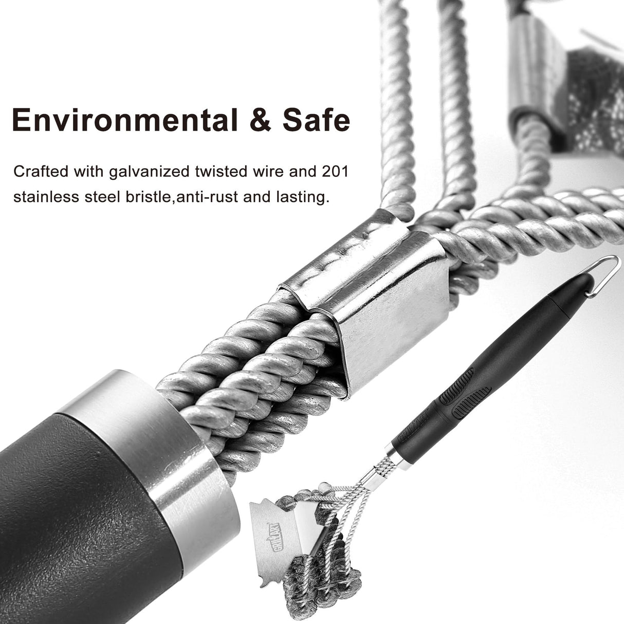 GRILLART Grill Brush and Scraper Bristle Free - Safe BBQ Brush for Grill -Stainless Grill Grate Cleaner - Safe Grill Accessories for Porcelain/Weber Gas/Charcoal Grill - Gifts for Grill Wizard/Men/Dad Weetiee