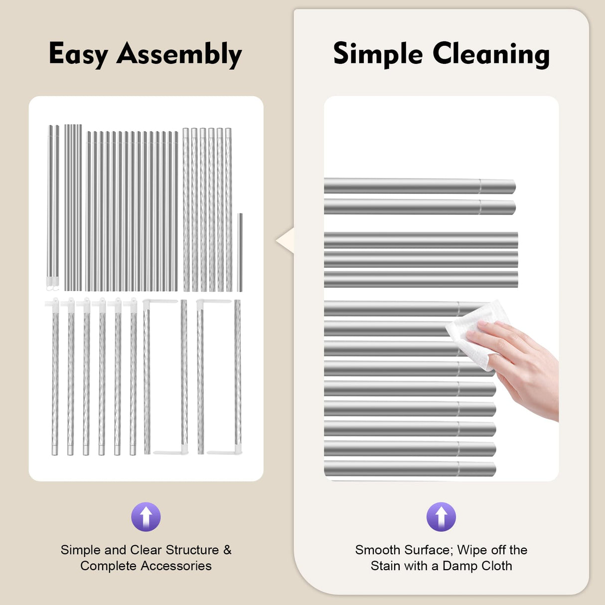 JAYEUW Canopy Bed Frame King Size Canopy Bed Frame & Bed Poles Stainless Steel Fit for Four-Corner Bed (King) JAYEUW
