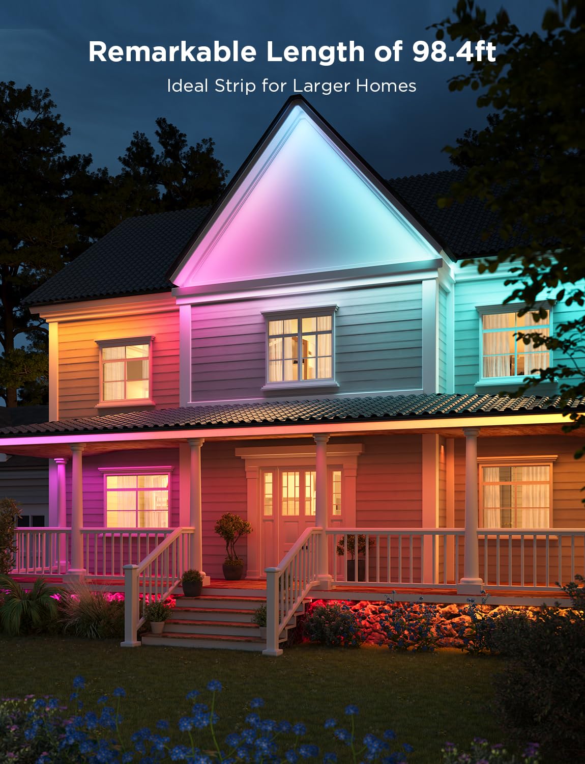 Govee Outdoor LED Strip Lights, 98.4ft Smart Outdoor Lights Work with Alexa and Google Assistant, App Control, IP65 Waterproof, RGBIC Lights for Patio, Eave, Party Decorations Govee