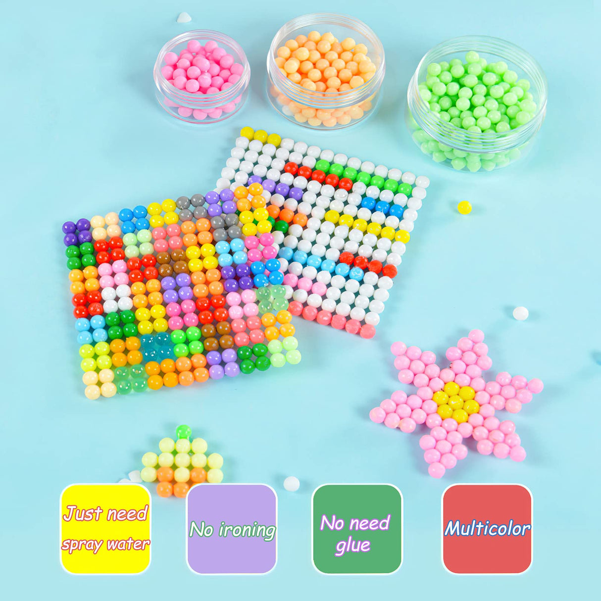 KACAGA Non-Iron Fuse Beads Over 6000 Arts Crafts Bead and Accessories Set Refill No Heat Creative DIY Starter Kit Toys for Kids KACAGA