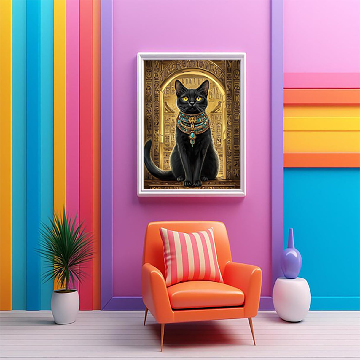 UPABLUNSO 5D Egyptian Bastet Cat Diamond Art Kits for Adults DIY Round Full Drill Diamond Paintings Gem Art for Beginners Home Wall Decor 12x16 Inch UPABLUNSO