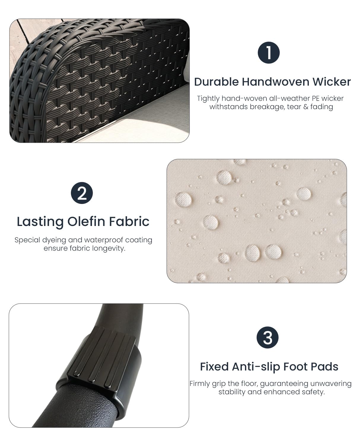 LayinSun 10 Piece Wicker Outdoor Furniture Set with 6-inch Comfy Cushions, High Back Patio Furniture Set with Swivel Rocking Chairs and Fire Pit Table LayinSun