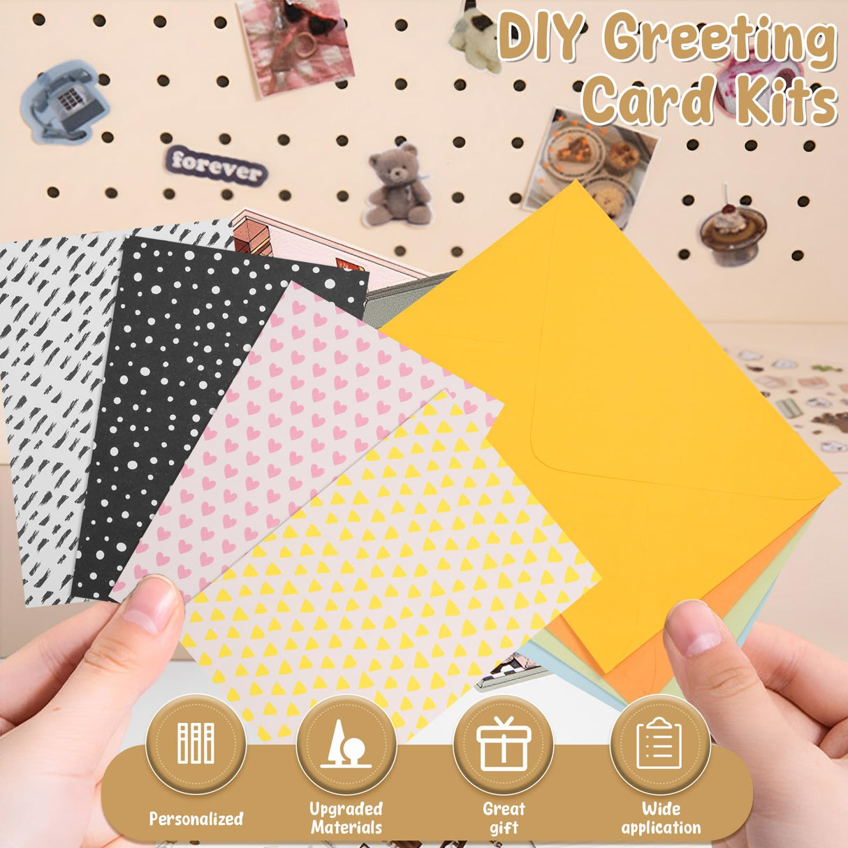 Handmade DIY Greeting Card Kits Includes 16 Cards 16 Envelopes with Decoration Accessories, DIY Greeting Card Making Kits, Personalized DIY Greeting Card Set for Craft Birthday Card Making (Pink) Tcwhniev