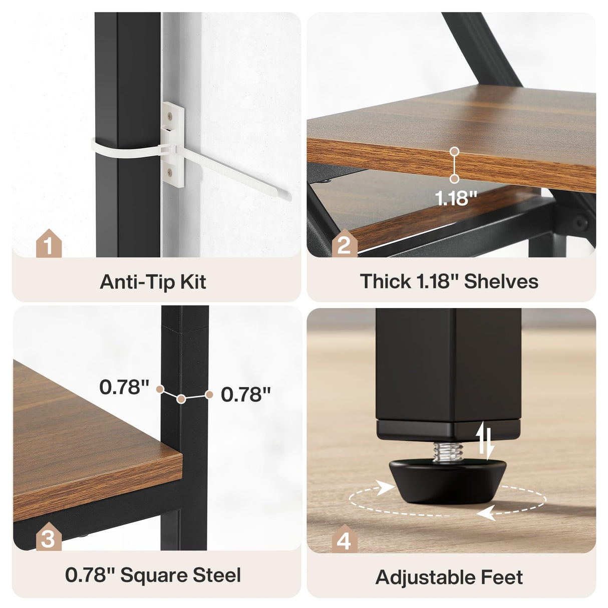 Tribesigns 70.87'' Tall Bookshelf Set of 2, 9-Tier Industrial Etagere Bookcase, Large Geometric Bookshelves with Open Shelf, Wood & Metal Freestanding Display Shelf for Living Room, Brown & Black Tribesigns