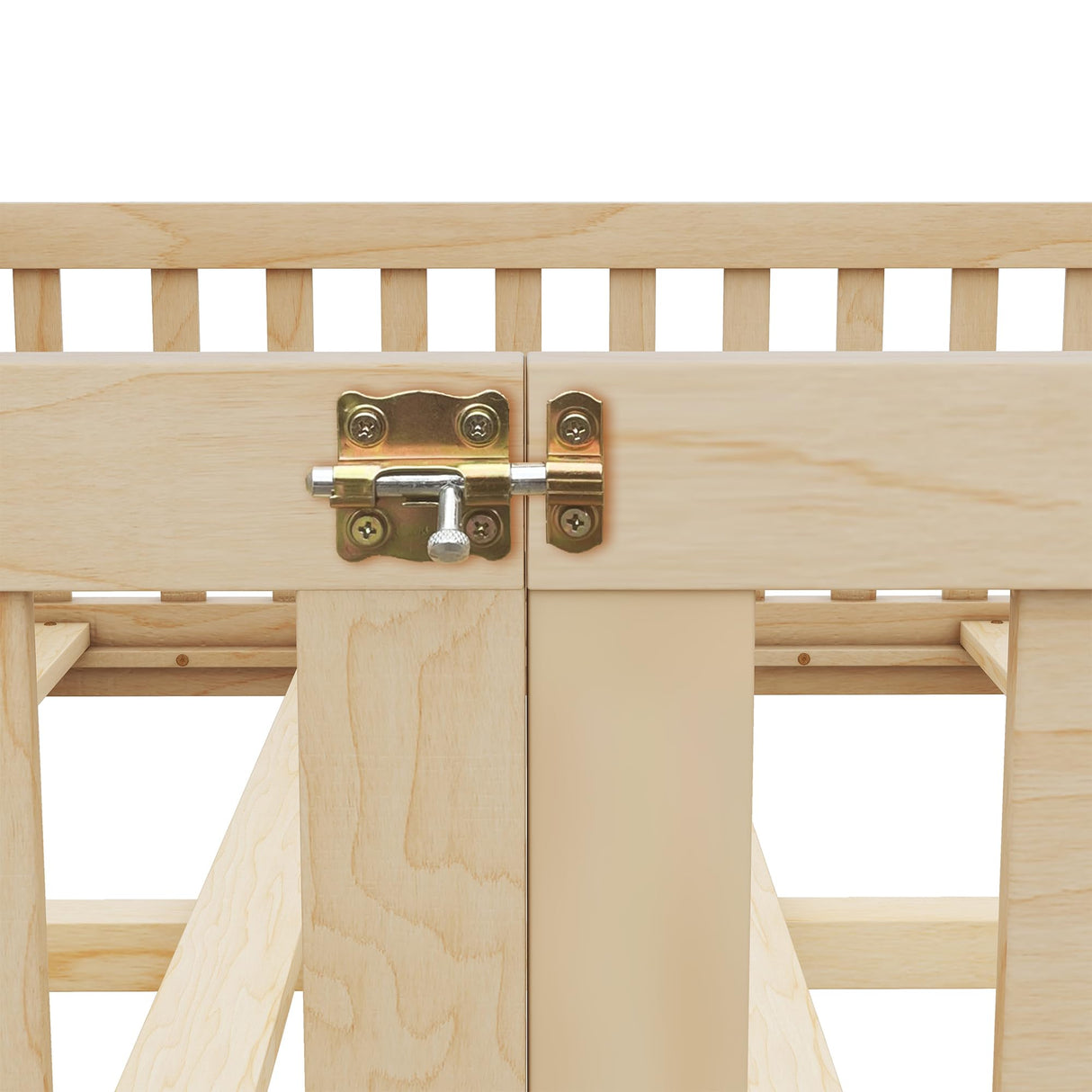 A ALFRESCOOL Full Size Montessori Floor Bed with Safety Guardrails and Convertible Door, Sturdy Pine Wood Floor Bed Frame with Wooden Supports Slats for Toddlers Kids Girls Boys Bedroom (Natural) A ALFRESCOOL