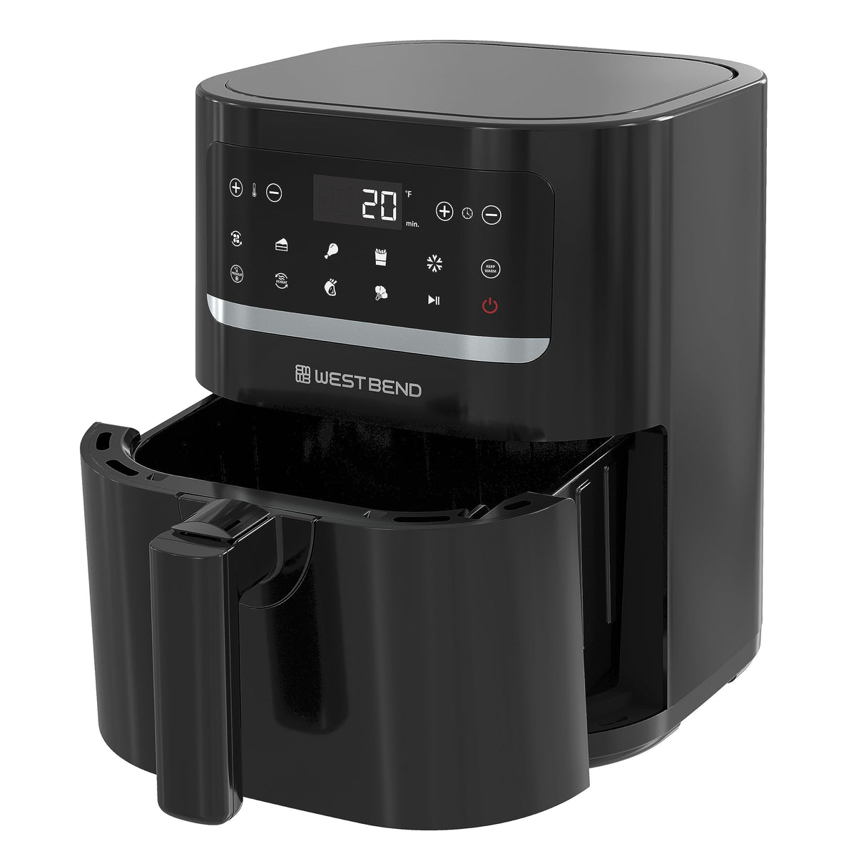 West Bend Compact Air Fryer 5-Quart Capacity with Digital Controls and 10 Cooking Presets, Nonstick Frying Basket, 1500-Watts, Black West Bend