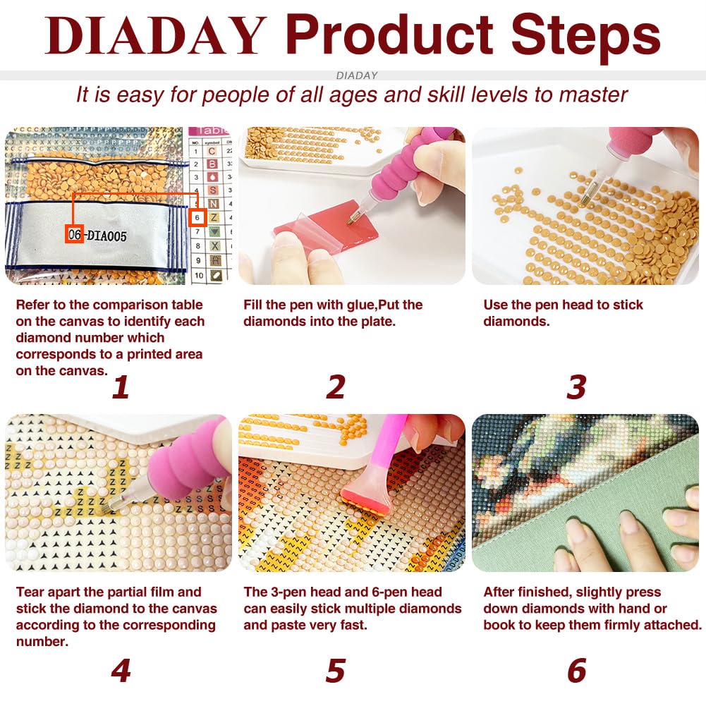 DIADAY 5D Diamond Art Kits for Adults, Winter Christmas Cardinals Diamond Painting Kit, Full Round Drill Bird Diamond Art, DIY Crafts Home Wall Christmas Decor Gift 12 x 12 Inches DIADAY