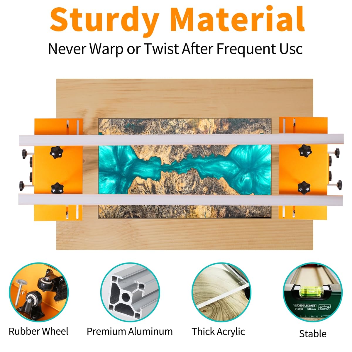 Router Sled, Slab Flattening Jig, 58 inches Router Sled for Flattening Slabs,Adjustable Trimming Planing Machine for Woodworking QZTODO