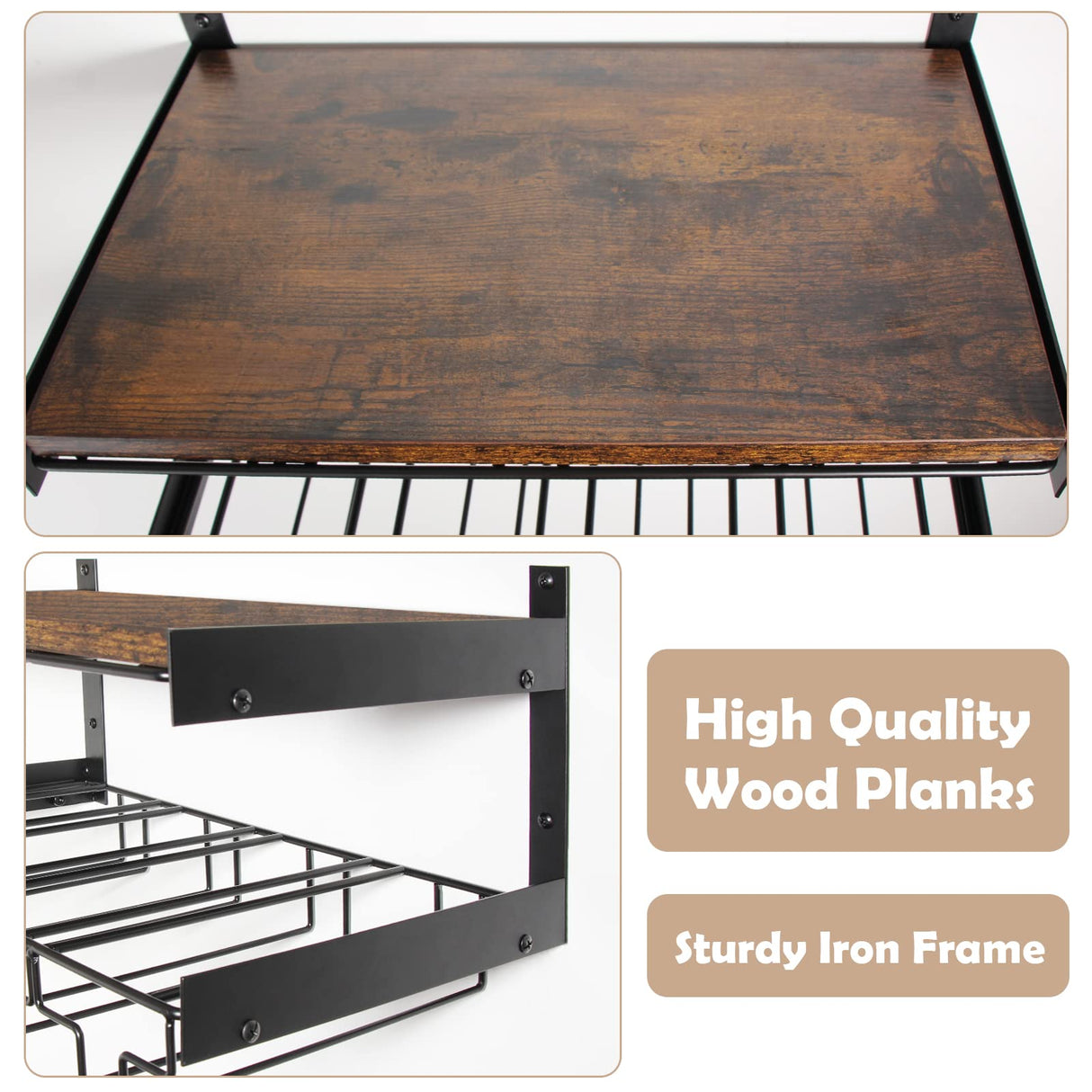 B4Life Wine Rack Wall Mounted with Stemware Rack, Wine Glass Rack Wall Mounted,Holds 8 x Glasses and 7 x Wine Bottles, Wall Wine Rack with Wine Glass Holder B4Life