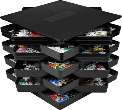 8 Sorting Trays for Jigsaw Puzzles - Fit Up to 2000 Pieces, 8"X8" Accessories, Stacking Trays - Gift for Puzzlers (Black)