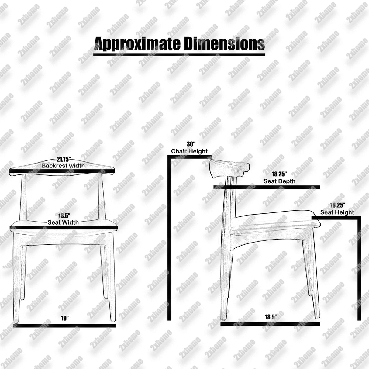 2xhome Set of 2 Contemporary Farmhouse Real Solid Wood Cushion Seat Dining Chairs Elbow Side Chair (Natural) 2xhome