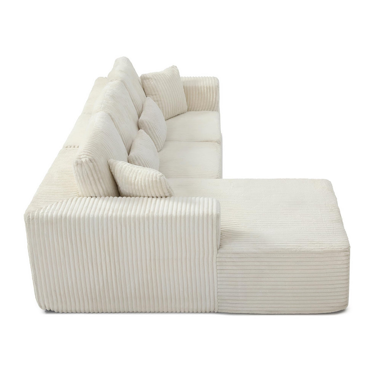 HYJT-H&K Modular Sectional Sofa Cloud Sectional Couch, 107" Comfy Fluffy L Shaped White Couches for Living Room, Deep Seat Memory Foam Plush Corduroy Boneless Couch Sectionals Left Facing Chaise Sofa HYJT-H&K