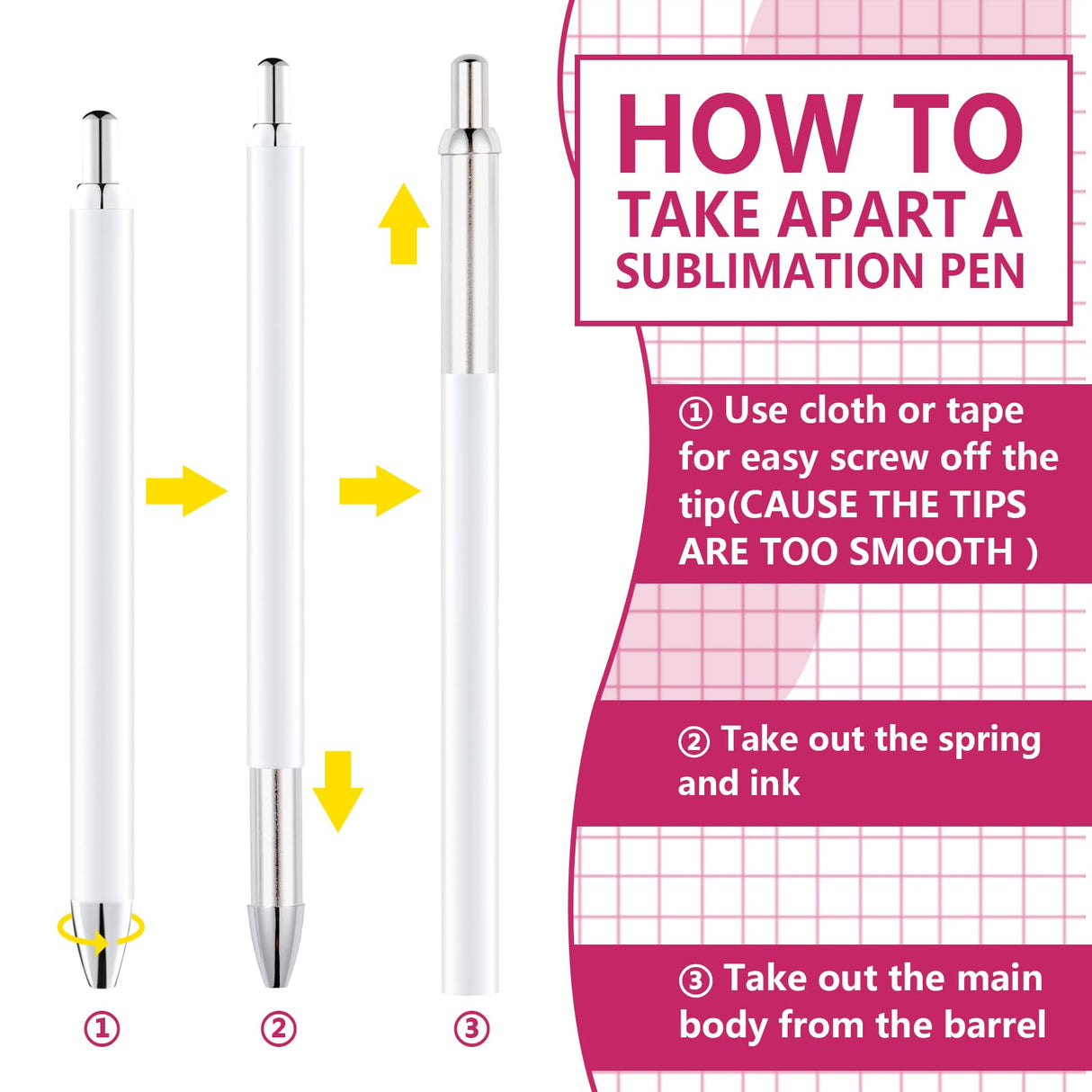 Cupoita Sublimation Pens Blank No Clip With Shrink Wrap,Heat Transfer Sublimation Ballpoint Pen, Aluminum Customized Pen, Personalized Pen For Christmas Diy Office School Stationery Supplies (10 Pack) Cupoita