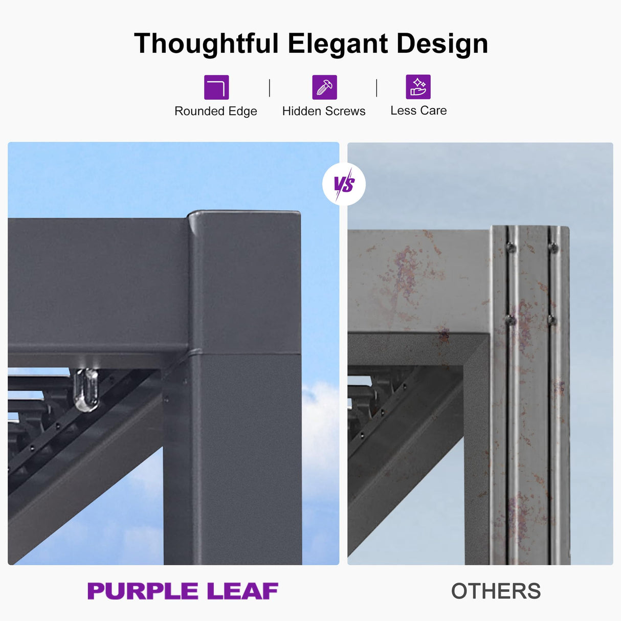 PURPLE LEAF Louvered Pergola 13' x 15' Large Patio Aluminum Pergola Modern Outdoor with Adjustable Roof for Deck Garden Yard Hardtop Gazebo PURPLE LEAF