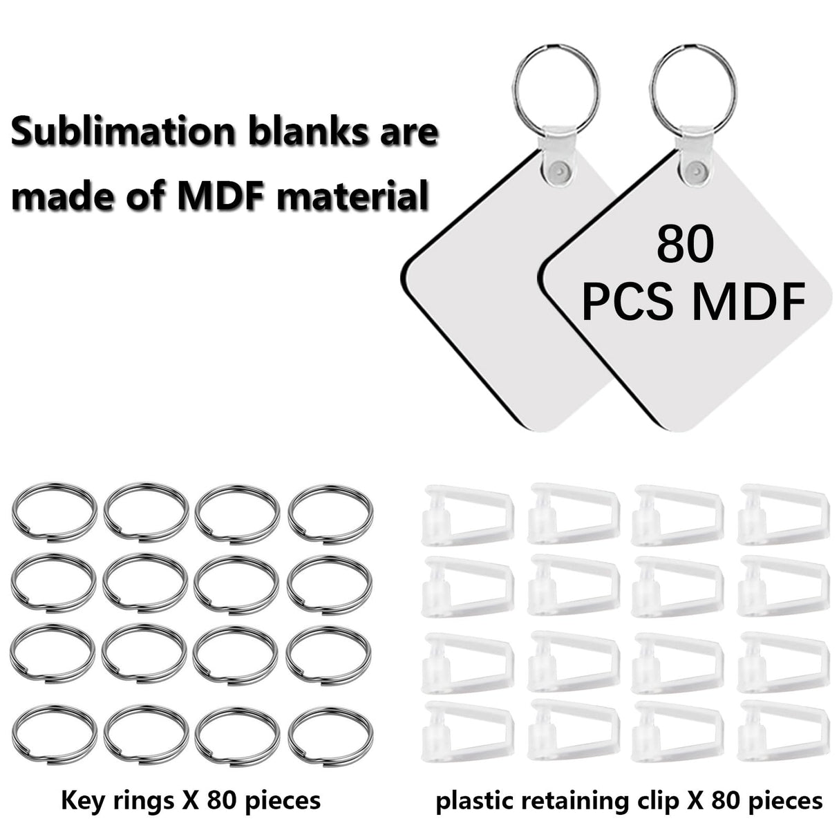 AiDiYGECO 240 Pcs Sublimation Keychain Blanks bulk MDF Double sided Sublimation Blank Keychains key chain (Rectangle) AiDiYGECO