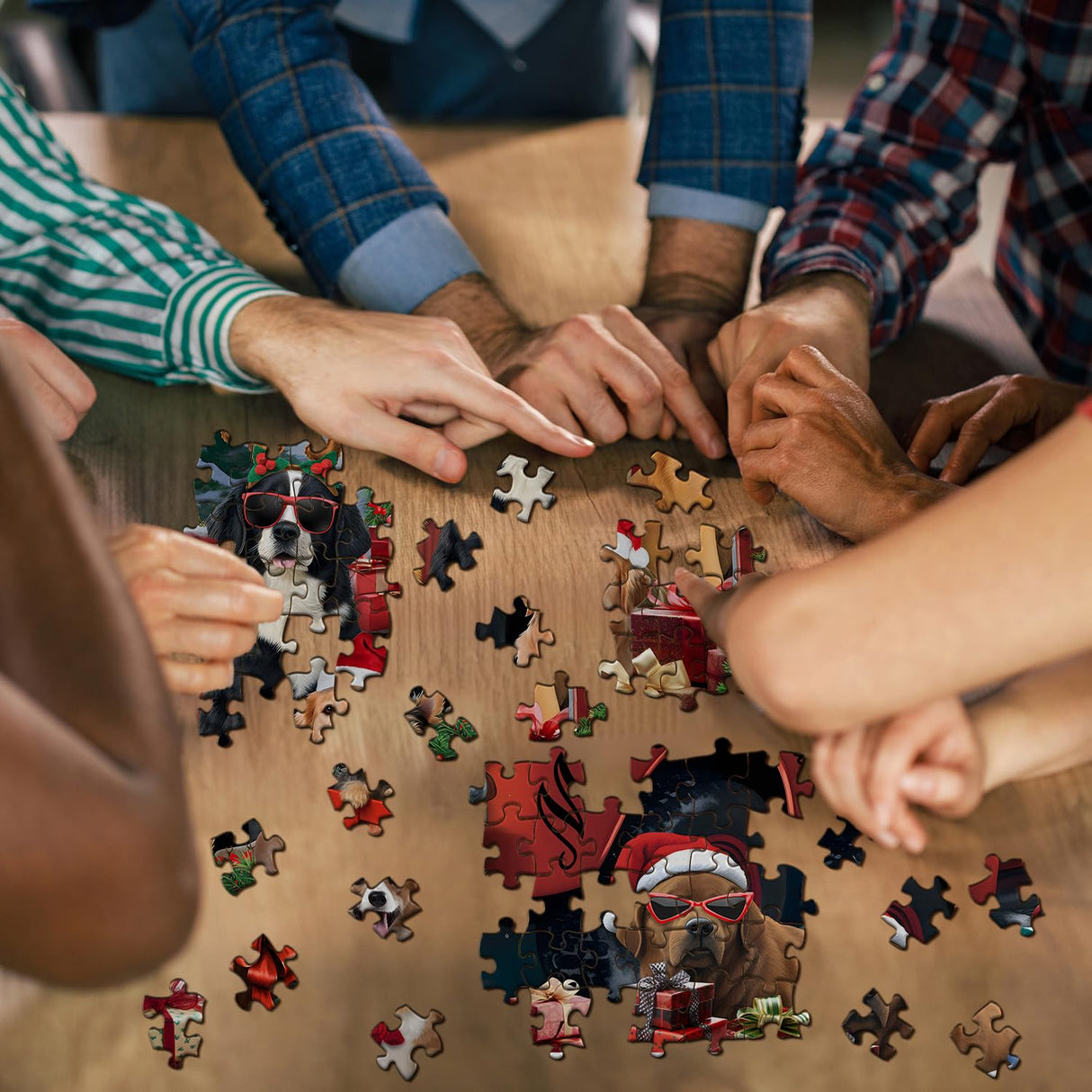 PICKFORU Christmas Dog Puzzles for Adults 1000 Pieces, Difficult Christmas Scene Animal Puzzle, Funny Puppy Jigsaw Puzzle as Home Wall Art Decor PICKFORU