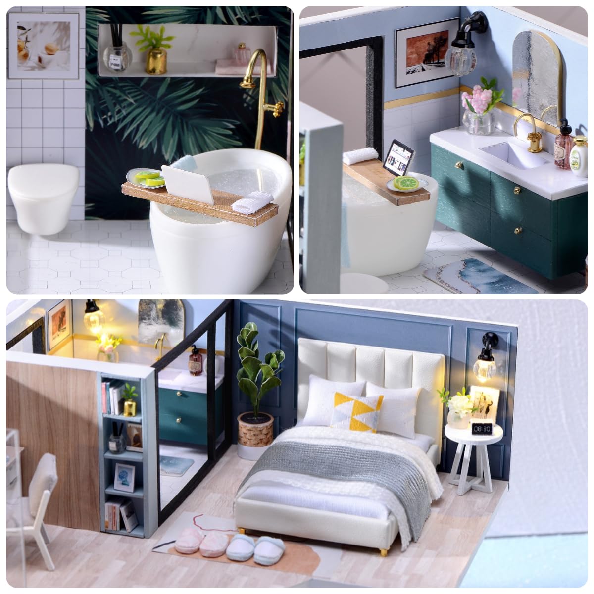 RHZN Miniature House Kit, Dollhouse Kit, Miniature Kit, DIY Mini House Building Kit for Adult Teen RHZN