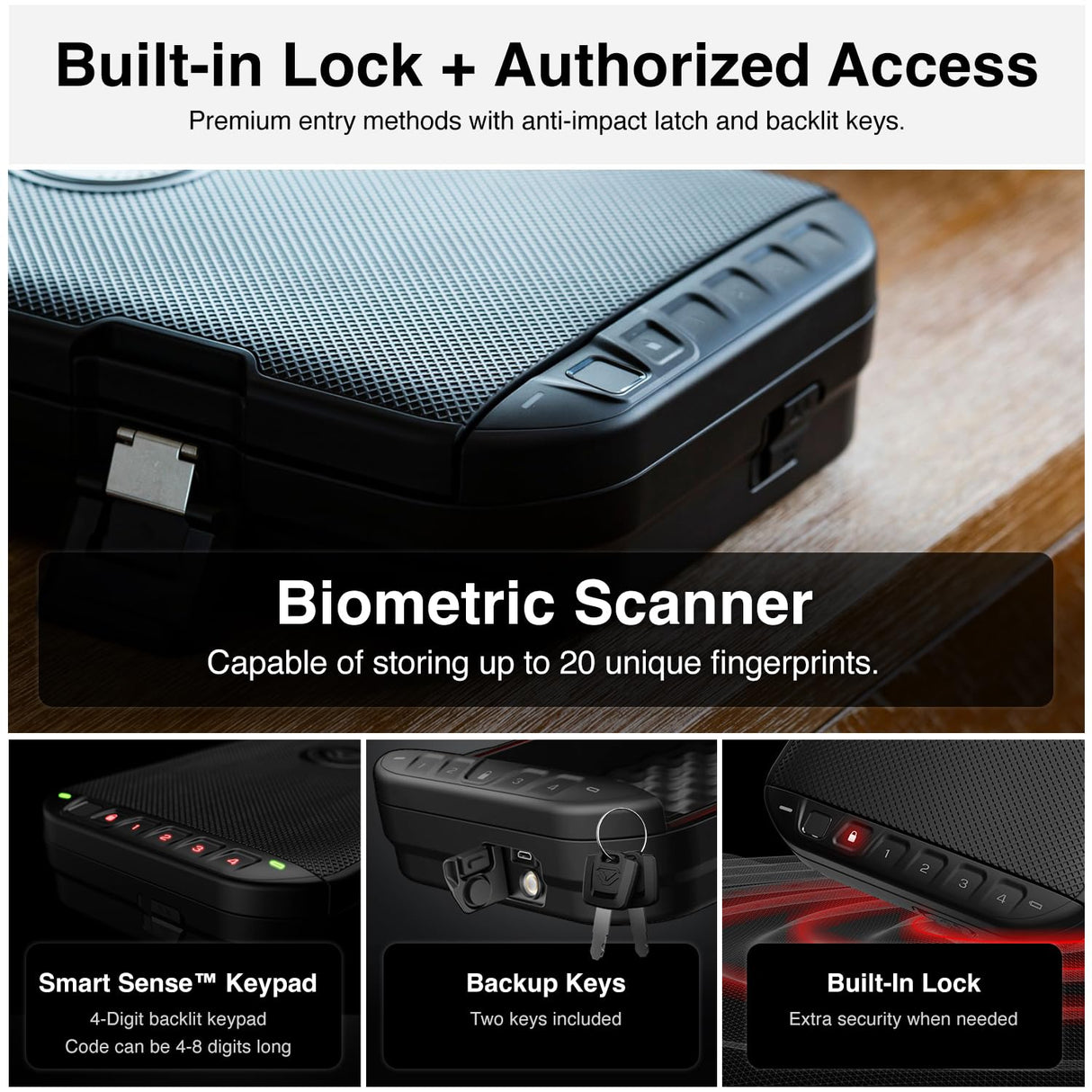 VAULTEK LifePod 20 Full-Size Biometric Lockable Weatherproof Case with Built-in Lock, Steel Security Cable, & TSA Handgun Case or Car Safe, Portable Travel Pistol Safe/Colion Noir Edition VAULTEK