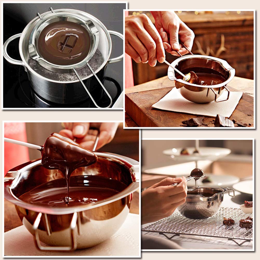 Double Boiler Stainless Steel Pot for Melting Chocolate, Candy and Candle Making (18/8 Steel, 2 Cup Capacity, 480ML) Sysmie