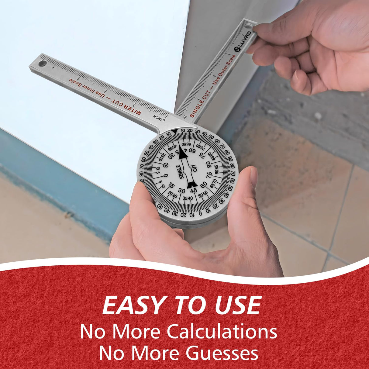 Miter Saw Protractor, Professional Miter Angle Finder for Woodworking Replaces the Model #505P-7 Miter Protractor Angle Finder with Measuring Rulers for Carpentry, Crown Molding Tool, Baseboard LUVRD