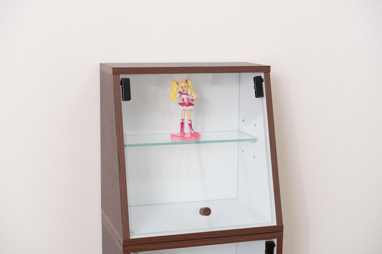 パレットライフ PaletteLife Knock-Down Curio Cabinet Box, 2 Tiers, Brown, Collection Case, Figurine Rack, Collectible Shelf, Storage, Otaku, Wood Grain, Glass, Assembly Required, BLT-651BR パレットライフ