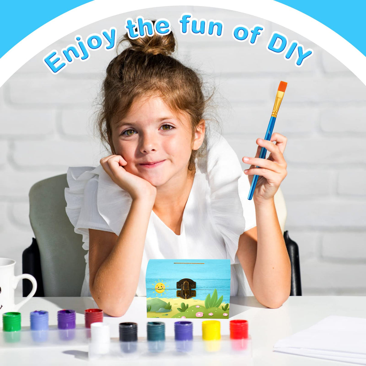 Chapou 24 Pcs DIY Unfinished Wood Treasure Chest Box Savings Bank with Coin Slot Hinged Lid, Front Clasp Lockable Wooden Treasure Box Paint Your Own Piggy Bank for Craft, 4.72 x 3 x 3.23 Inch Chapou