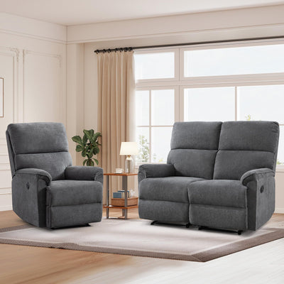 HAOMARKETS Recliner Sofa Set, Power Electric Single Recliner Chair for Adults with USB Port and Manual Reclining 2-Seater Loveseat Sofa for Living Room