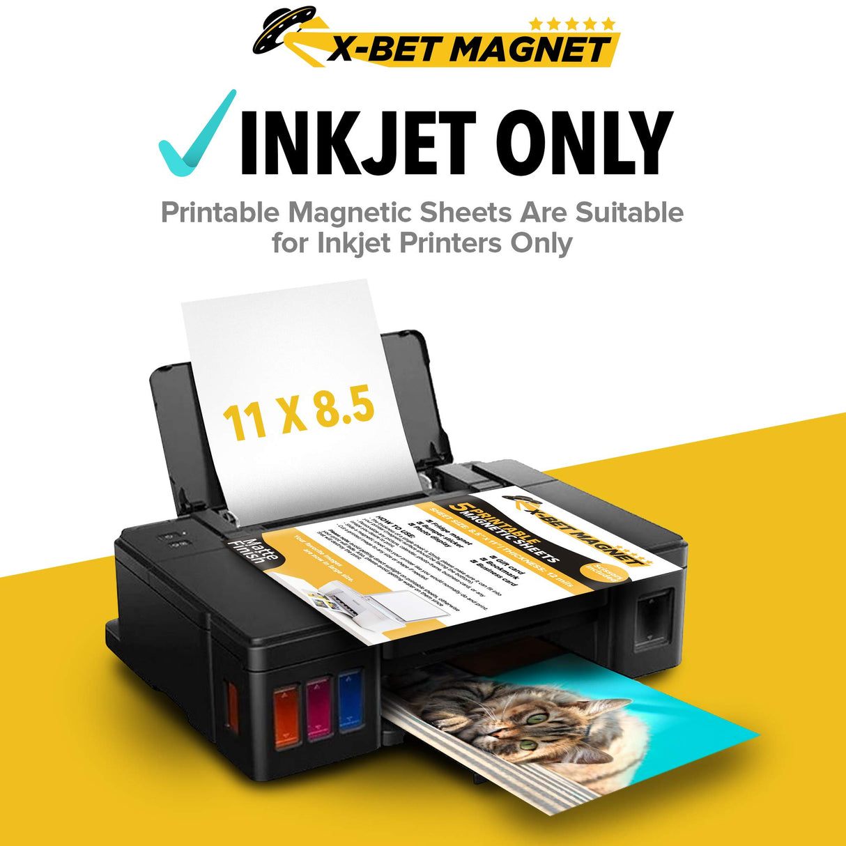 Inkjet-Optimized Printable Magnetic Sheets - 8.5x11 Magnet Paper for DIY Stickers, Decorations, Labels - Easy to Print, Cut & Create Your Own Magnets (Matte, 5pcs) X-bet MAGNET
