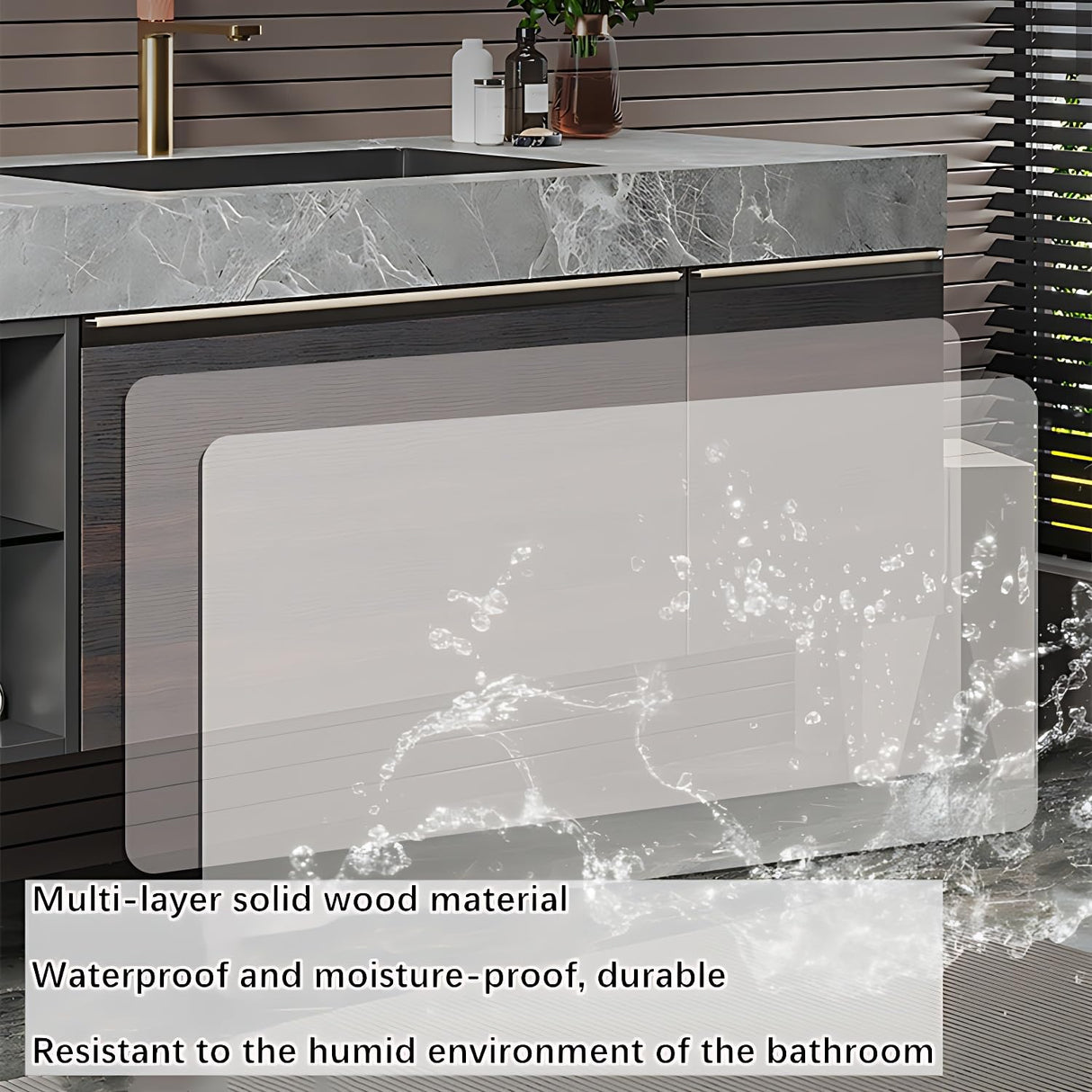 ZGNBSD Bathroom Vanity with Sink- Solid Wood Bathroom Vanity Include Smart LED Defog Mirror & Multi-Cabinet Storage Space, Wall Mounted Bathroom Vanity Cabinet (60'') ZGNBSD