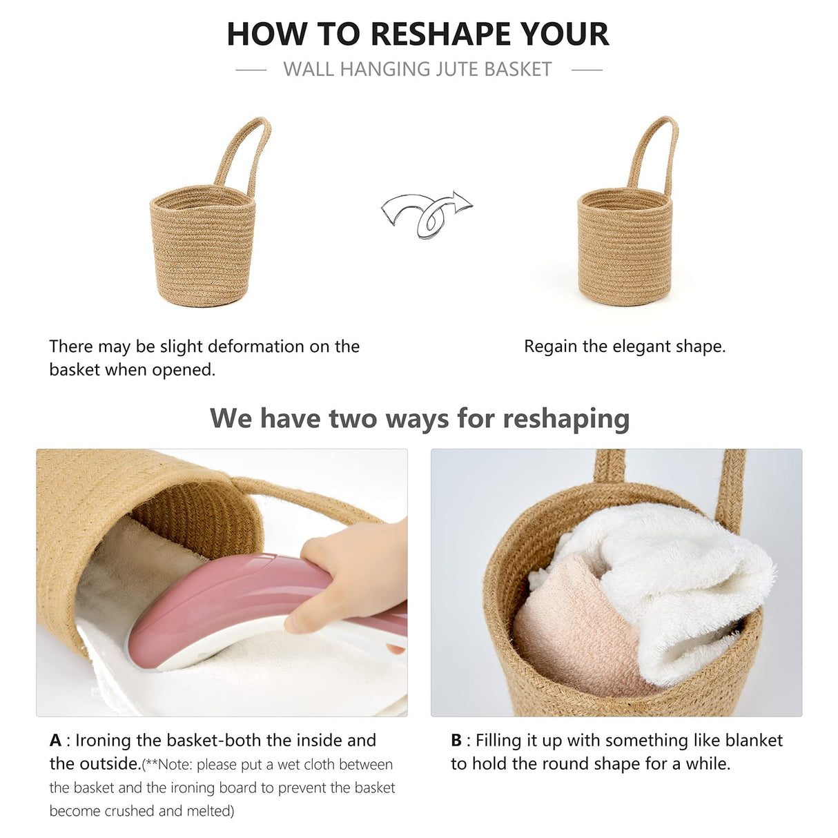 Dahey 2 Pack Wall Hanging Rope Basket with Artificial Eucalyptus Farmhouse Decor, Jute Woven Storage Organizer Flower Plants Basket Set Rustic Wall Decor for Porch Living Room Bedroom Entryway,Brown Dahey