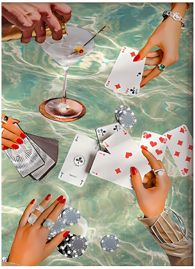 Vintage Poker Diamond Art Kits for Adults Beginner,Light GreenDIY Modern Diamond Painting 5D Round Full Drill Diamond Dots Gem Art Crafts with Tools,Funny Crafts for Home Wall Decor&Gift-12x16in