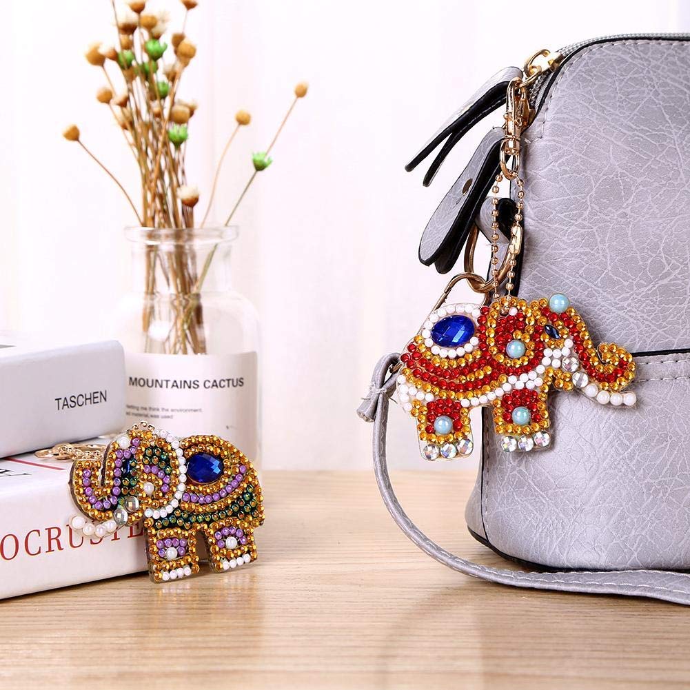 DIY Key Chains Diamond Painting by Numbers Kits, Full Drill Rhinestone Mosaic Making Christmas Decorative for Art Craft Key Ring Phone Charm Bag Decor (5 Pack) (Artistic Elephant) umbresen