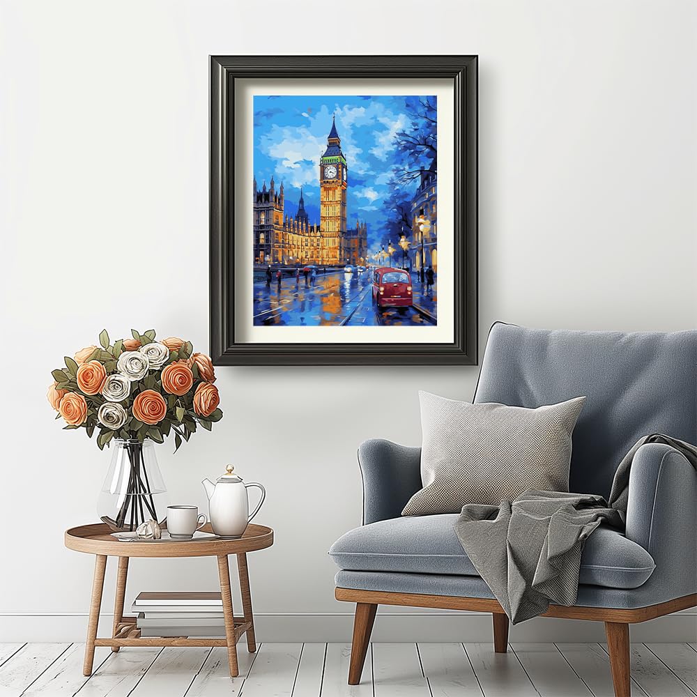 Natuyalo Big Ben Paint by Numbers Kit for Adults - London Cityscape Paint by Number on Canvas Without Frame, DIY Acrylic Painting for Ideal Gift Home Wall Decor (16x20 Inch) Natuyalo
