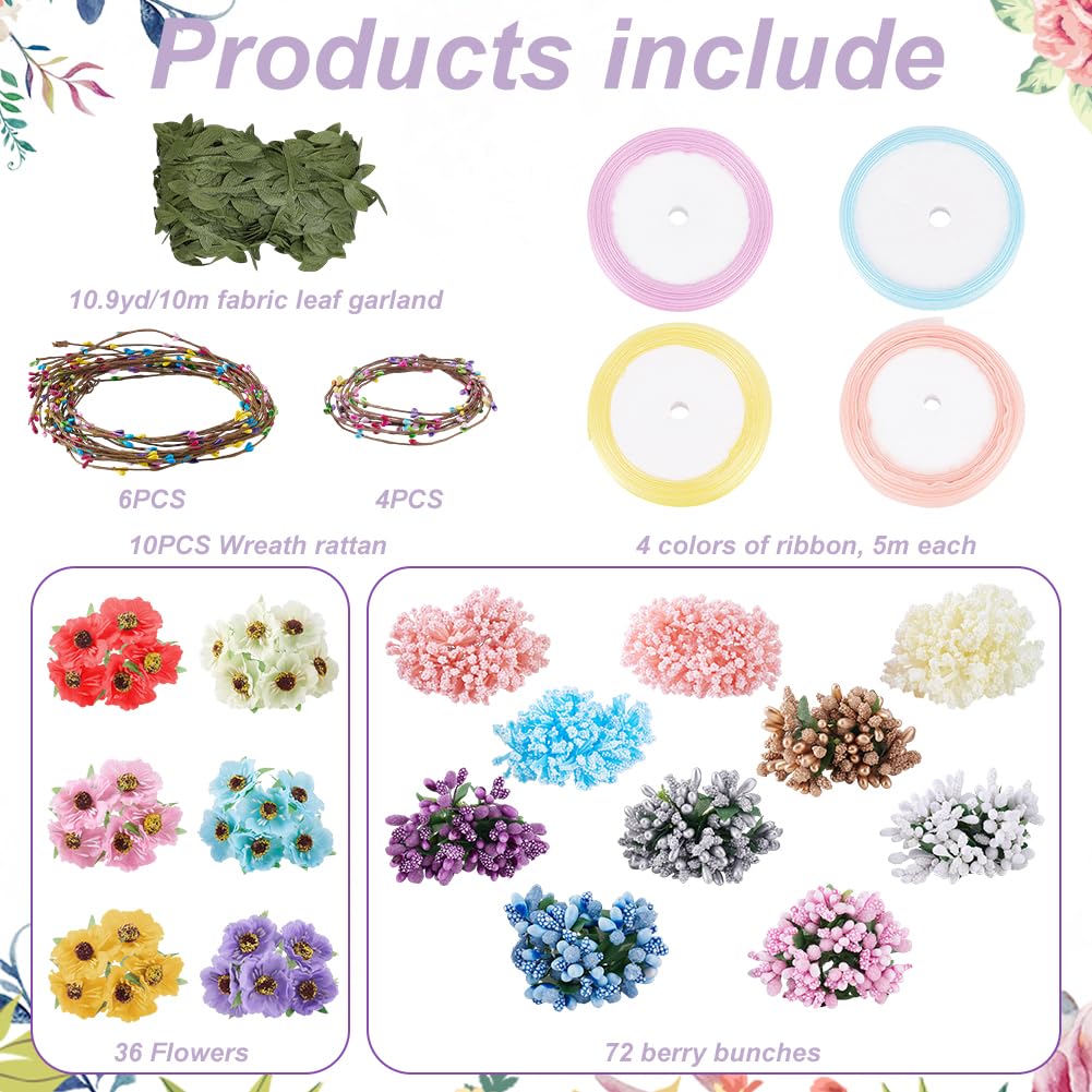 FREEBLOSS 16 Set Flower Crowns Making Kit Make Your Own Flower Crown Wreath Headbands Handmade Hair Accessories DIY Floral Crown Garland Kit FREEBLOSS