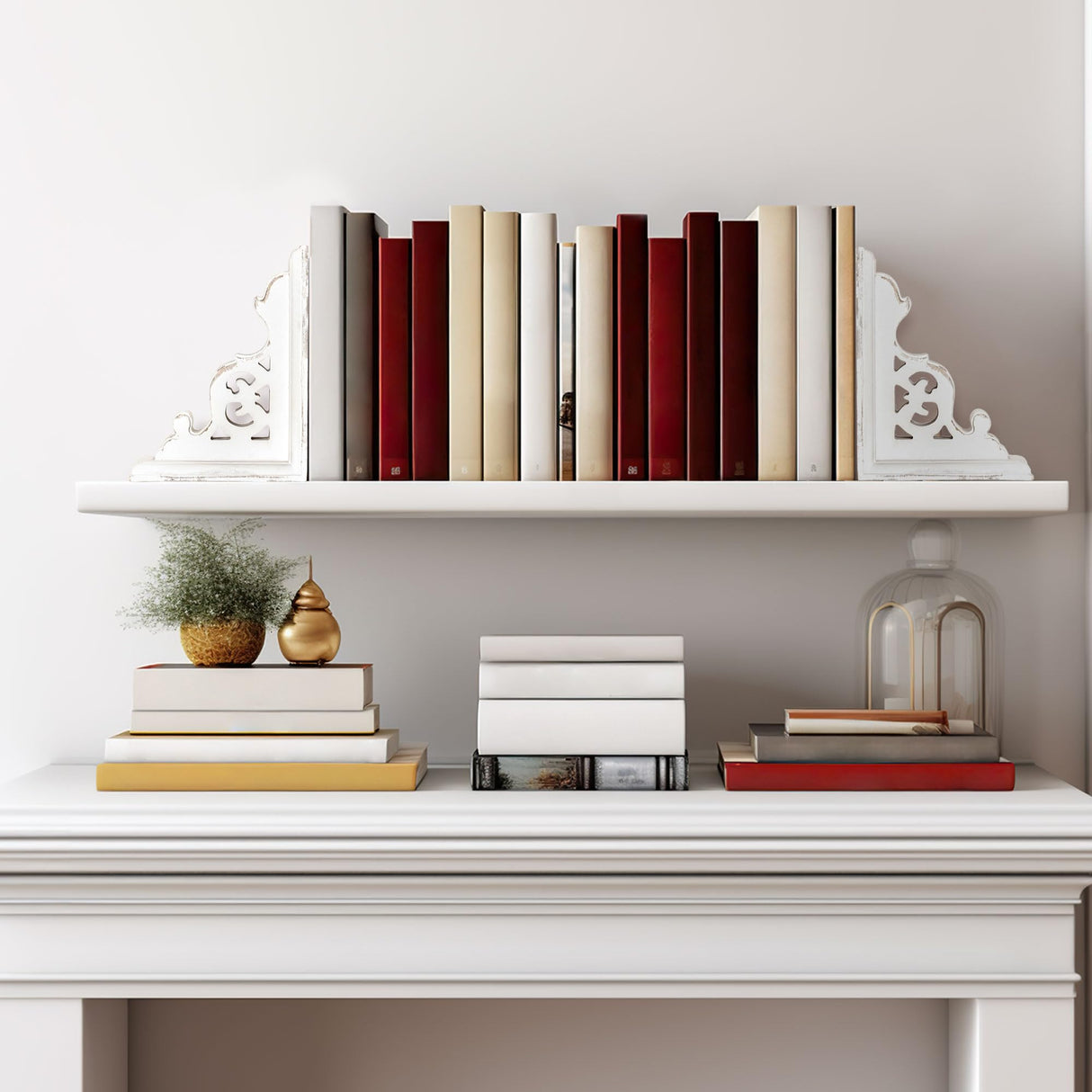 American Art Decor Wood Bookends - Shelf Decor & Wall Decor for Living Room, Bathroom, Bedroom, & Office - Home Decor & Shelf Accents (Natural Set of 2, 7.75"x 5.8"x 3.8") American Art Decor