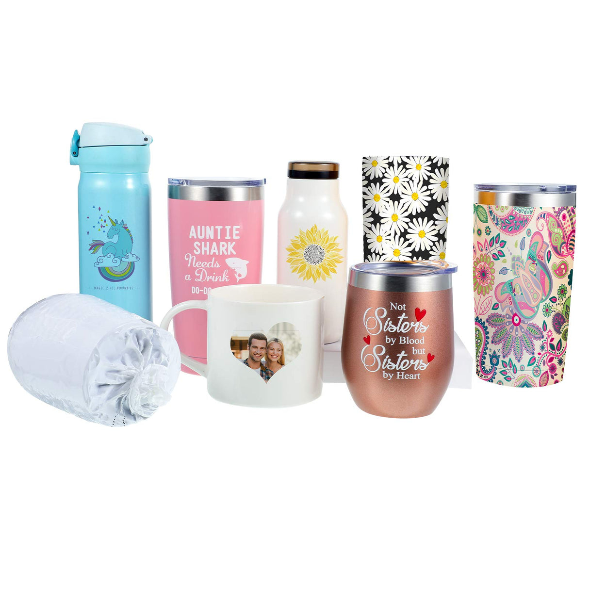 50 Pcs Sublimation Heat Shrink Sublimation Shrink Wraps Film Blanks Wrap Sleeves, White Shrink Wrap Bags Tube, 5 Different Sizes, 9 x 14 Inch, 8 x 8 Inch, 7 x 11 Inch, 5 x 10 Inch, 4 x 3 Inch Zonon