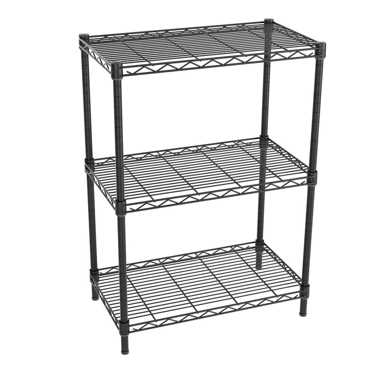 Golpart 3 Tier Adjustable Storage Shelves,Heavy Duty Metal Utility Shelf 450LBS Capacity,Wire Shelving Unit Organizer Rack for Home,Kitchen,Office,Bathroom,Pantry Room,12" D x 22" W x 22.5" H,Black Golpart