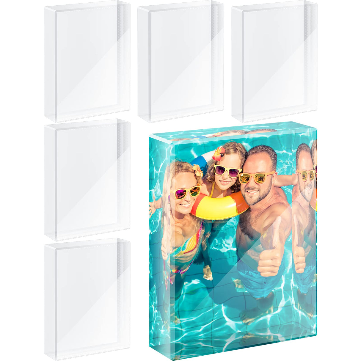 Qunclay 6 Pcs Sublimation Blanks Crystal Sublimation Canvas Blanks Decorative Heat Transfer Photo Frame Crystal Picture Frame for DIY Custom Tabletop Supplies (Square,2.4 x 3.1 x 0.8 Inch) Qunclay