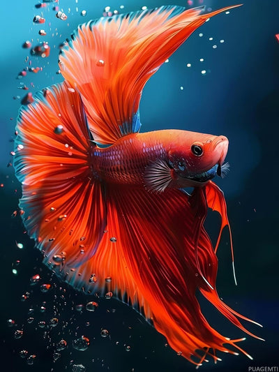 DIY 5D Diamond Painting Kits for Adults Red Betta Fish Fish Diamond Painting Diamond Art Kits Gem Art Kits for Gift Home Wall Decor 12x16 inch