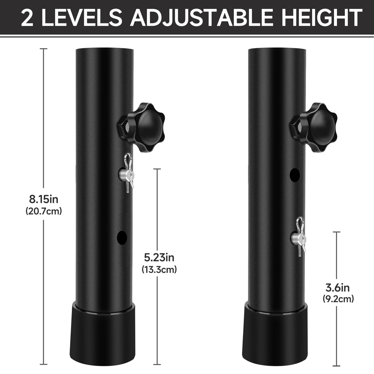 (4-Pack) Folding Table Leg Extenders, Highly Durable Steel Folding Table Leg Risers, Table Leg Extensions for Straight and Bent Legs, Adjustable Table Height Extenders for Rise 3.6in/5.2in Laowu